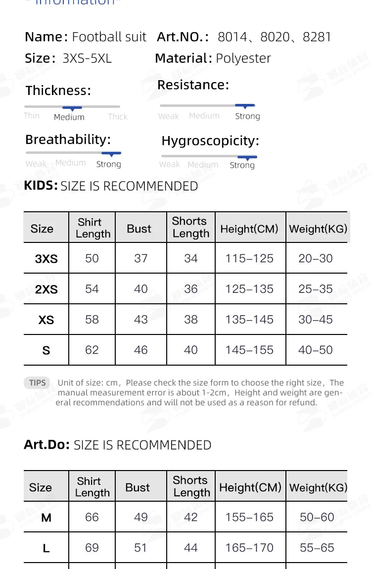 Adult kids football jersey and soccer uniform set by The Clothing Company Sydney, quick-drying sportswear for team training.