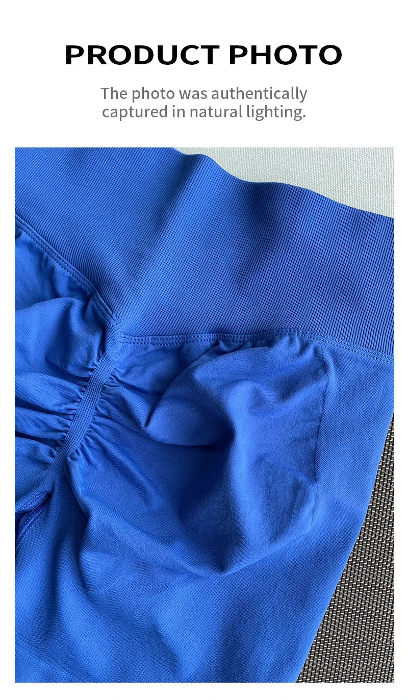Solid seamless women’s half pants from The Clothing Company Sydney, soft fitness yoga gym running bicycle skorts, close-up view