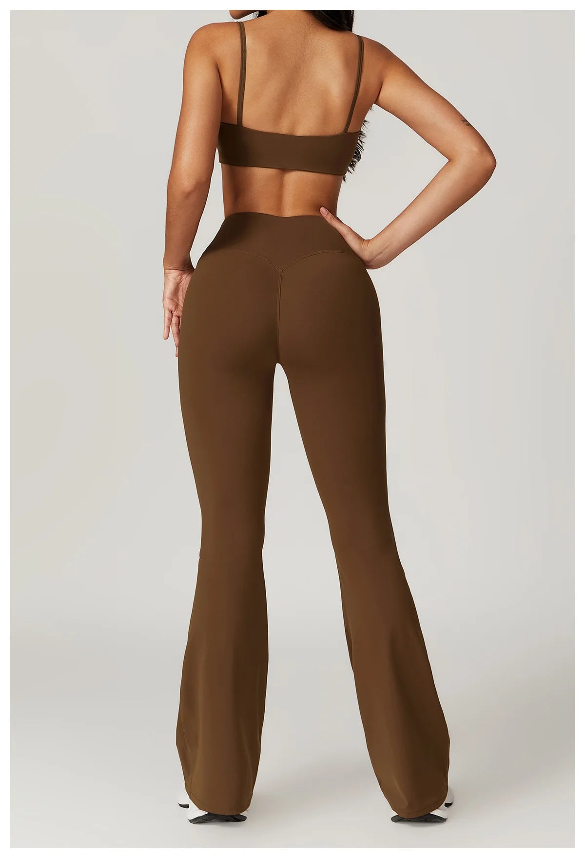Two-piece women's fitness yoga gym set with crop top, sports bra, and leggings from The Clothing Company Sydney, ideal for active wear.