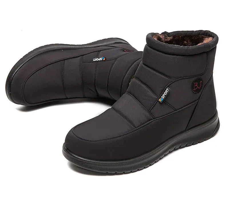Women’s ankle low heel snow boots by The Clothing Company Sydney, winter flat shoes with a cozy, waterproof design.
