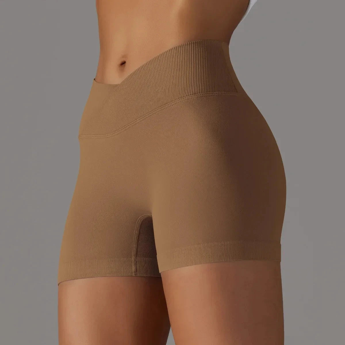 Women’s high waist fitness yoga leggings by The Clothing Company Sydney, seamless sports bike shorts with scrunch butt design.