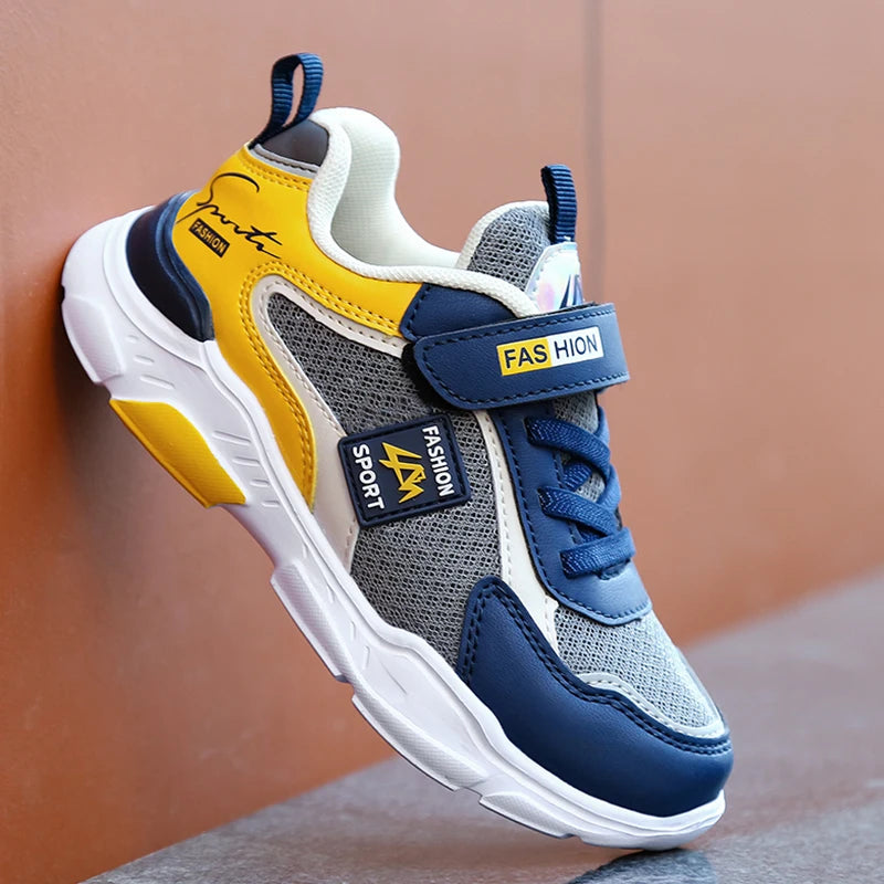Kids' breathable summer sneakers by The Clothing Company Sydney with mesh uppers and hook-and-loop straps for boys and girls.