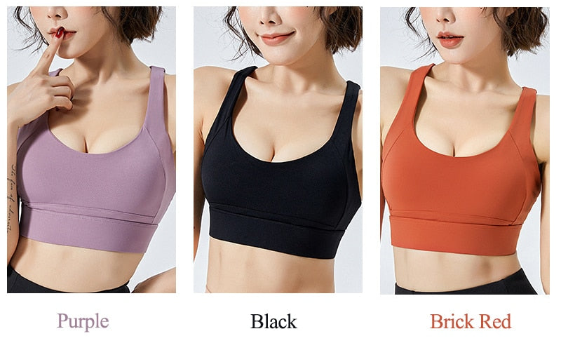 Women's Sports Bra Yoga Underwear Fixed Chest Pad Crop Tops Gym Sports Bras Shockproof Fitness Push Up Workout Bralette The Clothing Company Sydney