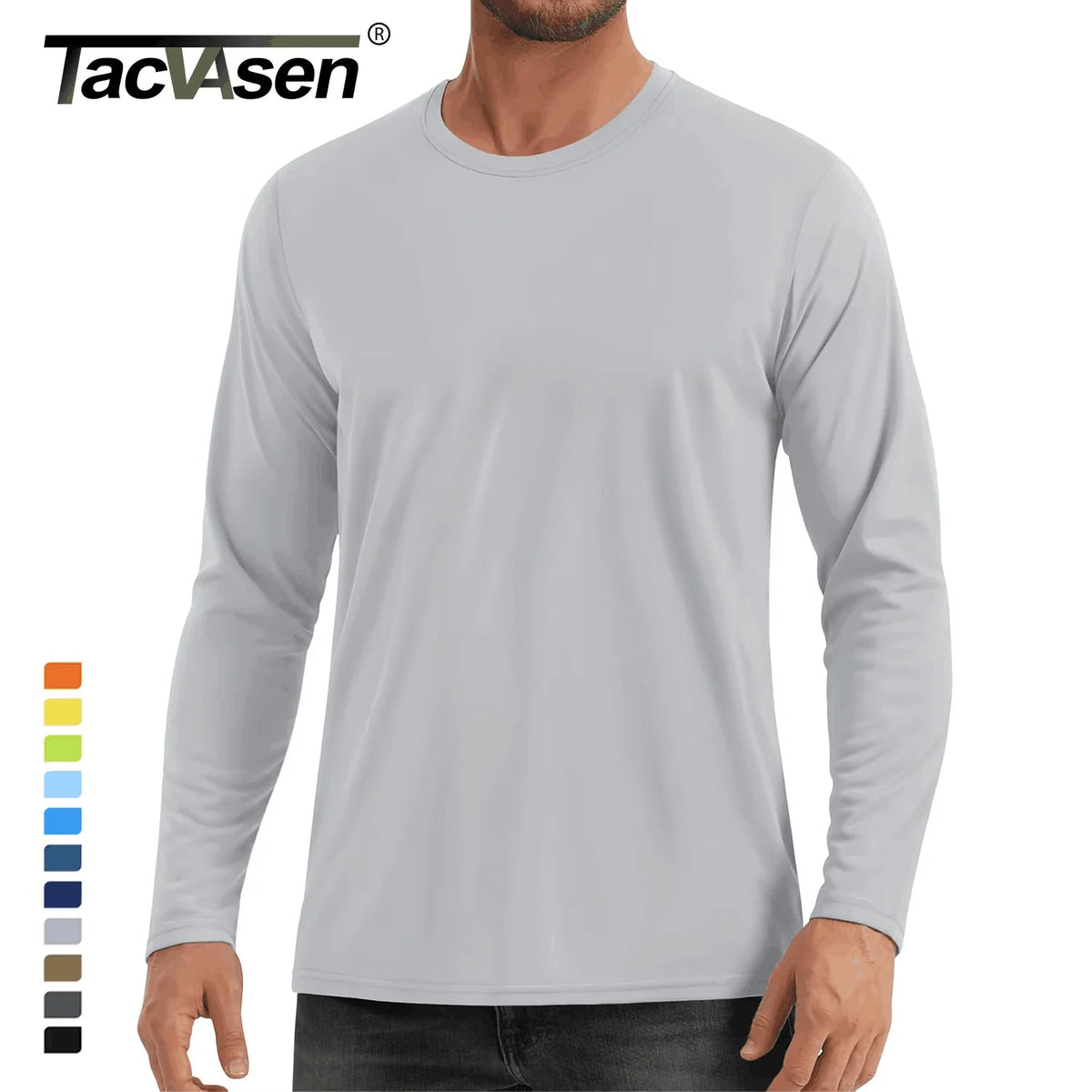 Men's UPF 80+ sun protection quick-dry long sleeve athletic T-shirt by The Clothing Company Sydney, ideal for sports and outdoor activities.