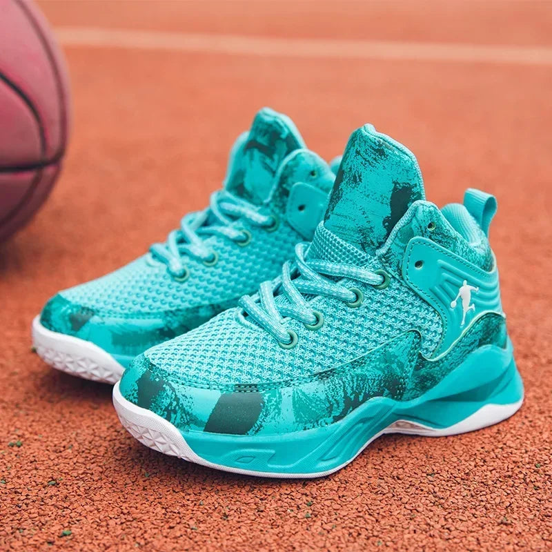 Kids basketball shoes by The Clothing Company Sydney featuring non-slip sports sneakers with colorful design and supportive cushioning.