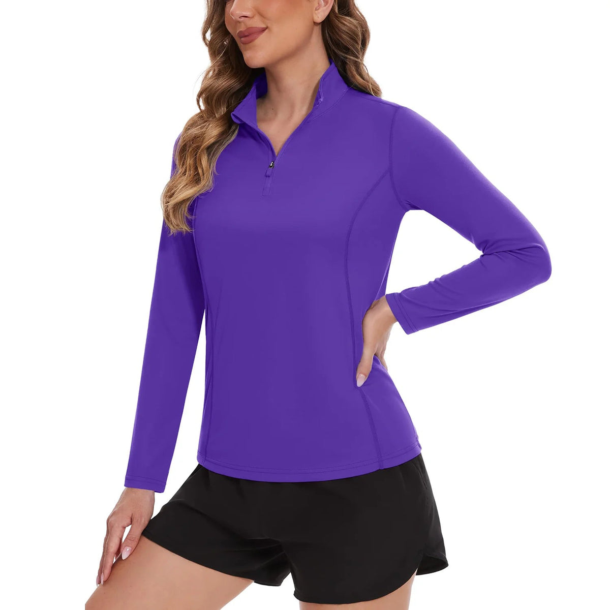 Women's UPF 50+ quick dry long sleeve sun protection T-shirt by The Clothing Company Sydney, ideal for running, hiking, and outdoor activities.