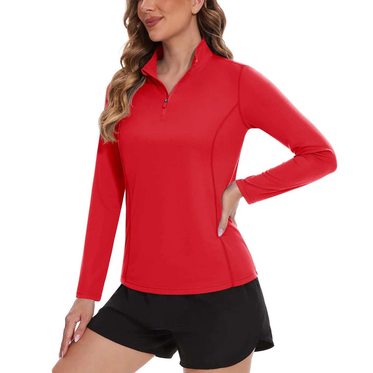 Women's UPF 50+ quick-dry long sleeve T-shirt by The Clothing Company Sydney, designed for sun protection, running, hiking, and outdoor activities.