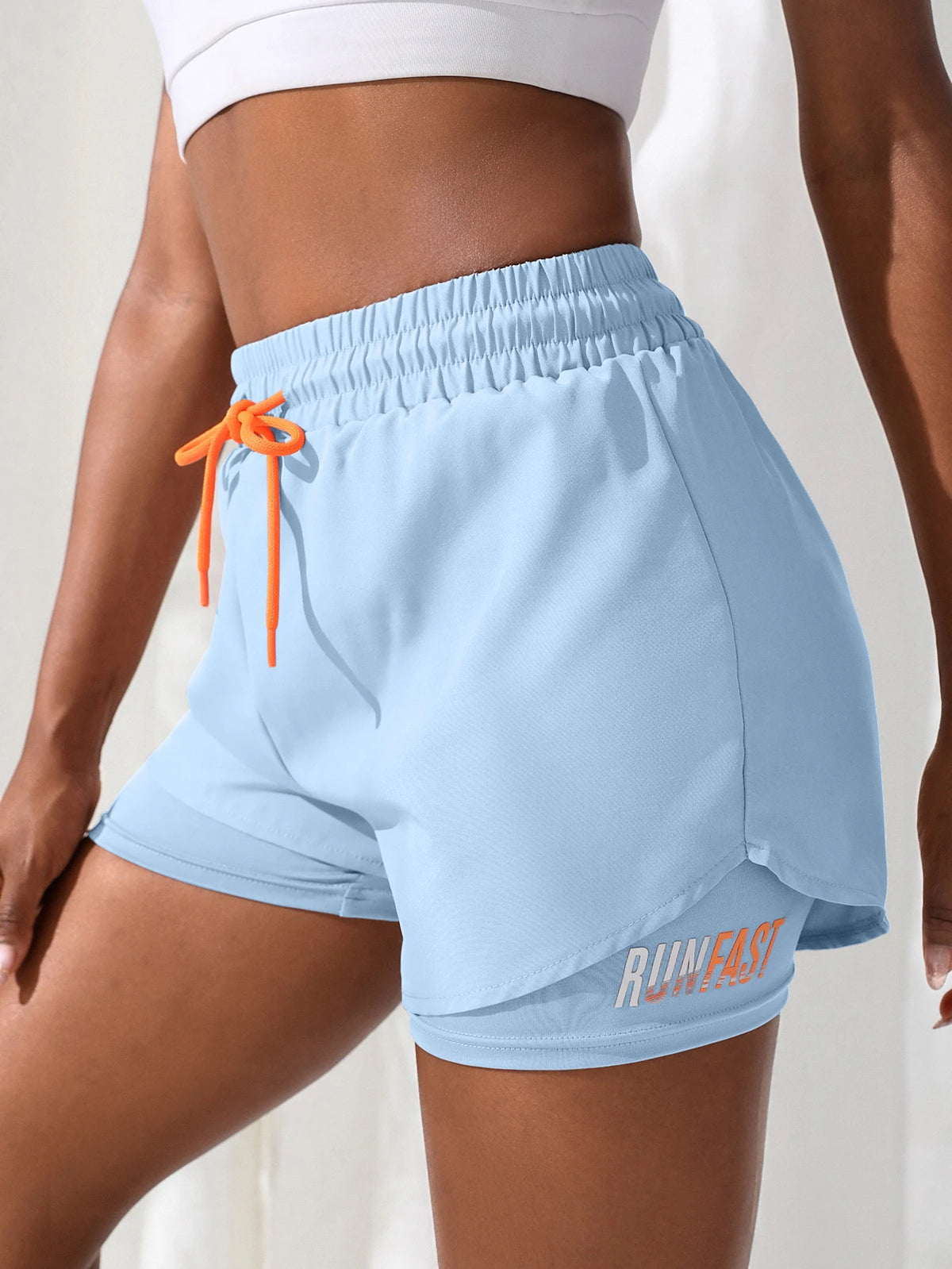 Women's High Rise Yoga Shorts With Elastic Running Shorts Two Pieces Pants With Inside Layer
