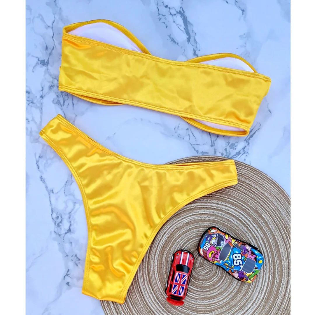 2 Piece Bandeau Strapless Bikini Swimsuit Swimwear Two-piece Bikini set Padded Bather Bathing Suit The Clothing Company Sydney