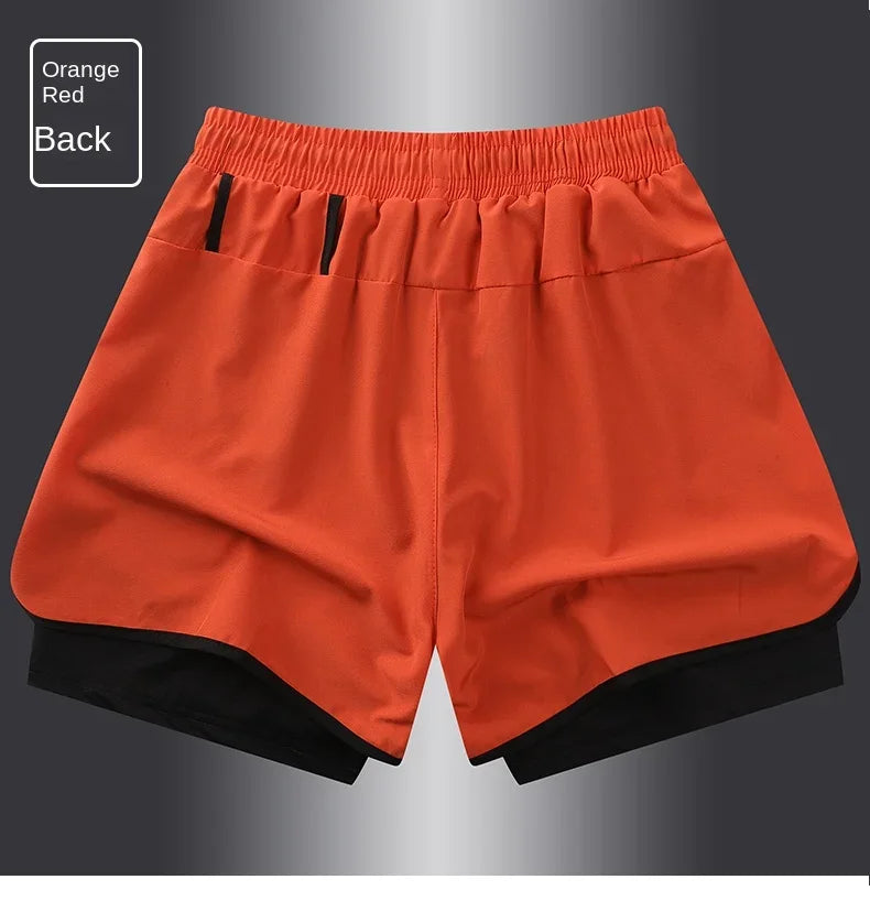 Two-layered fitness gym running shorts by The Clothing Company Sydney, featuring a lightweight, breathable design for active wear.