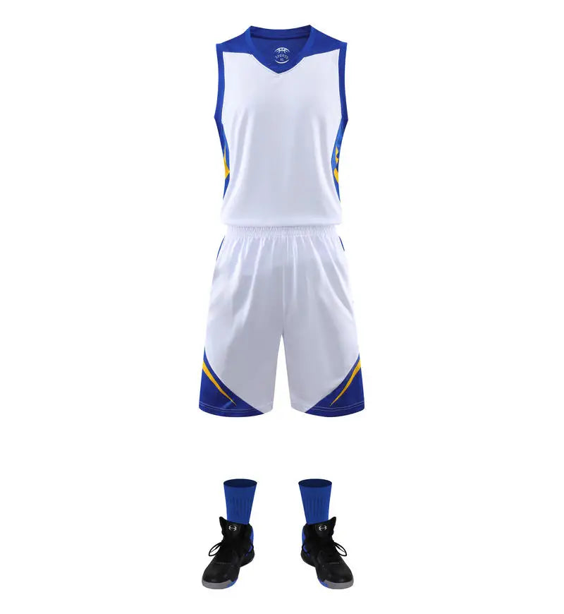 Two-piece sportswear basketball jersey and shorts set for men, women, and kids by The Clothing Company Sydney, blank and customizable.