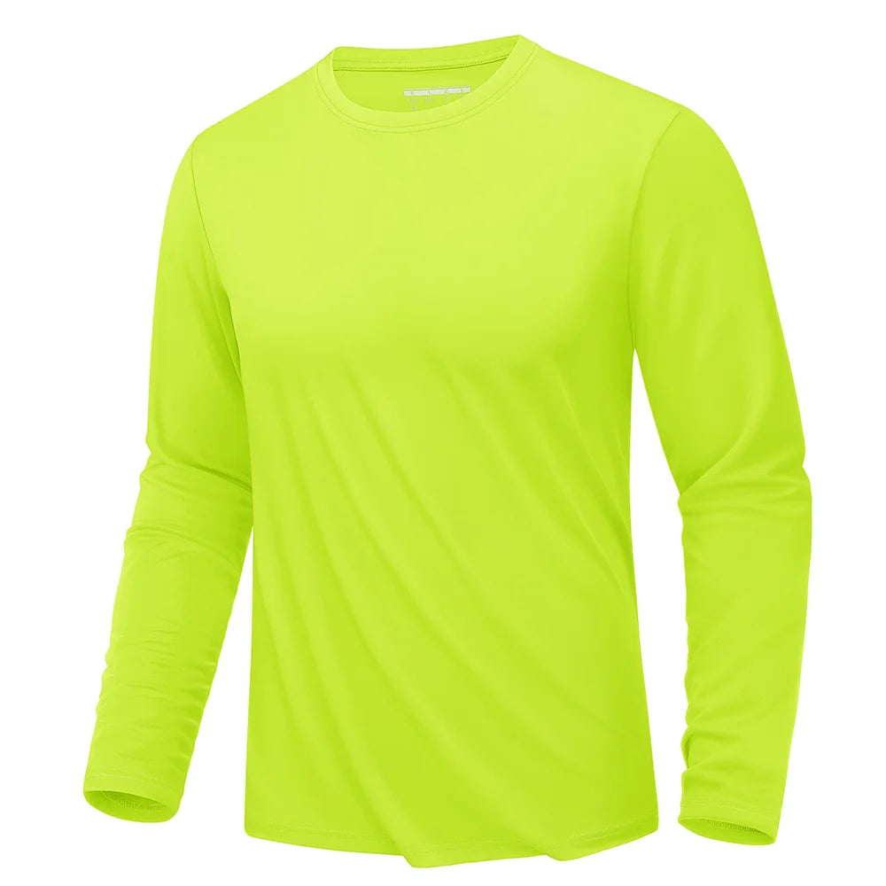 Men's UPF 80+ sun protection quick-dry long sleeve athletic T-shirt by The Clothing Company Sydney, designed for sports and outdoor activities.