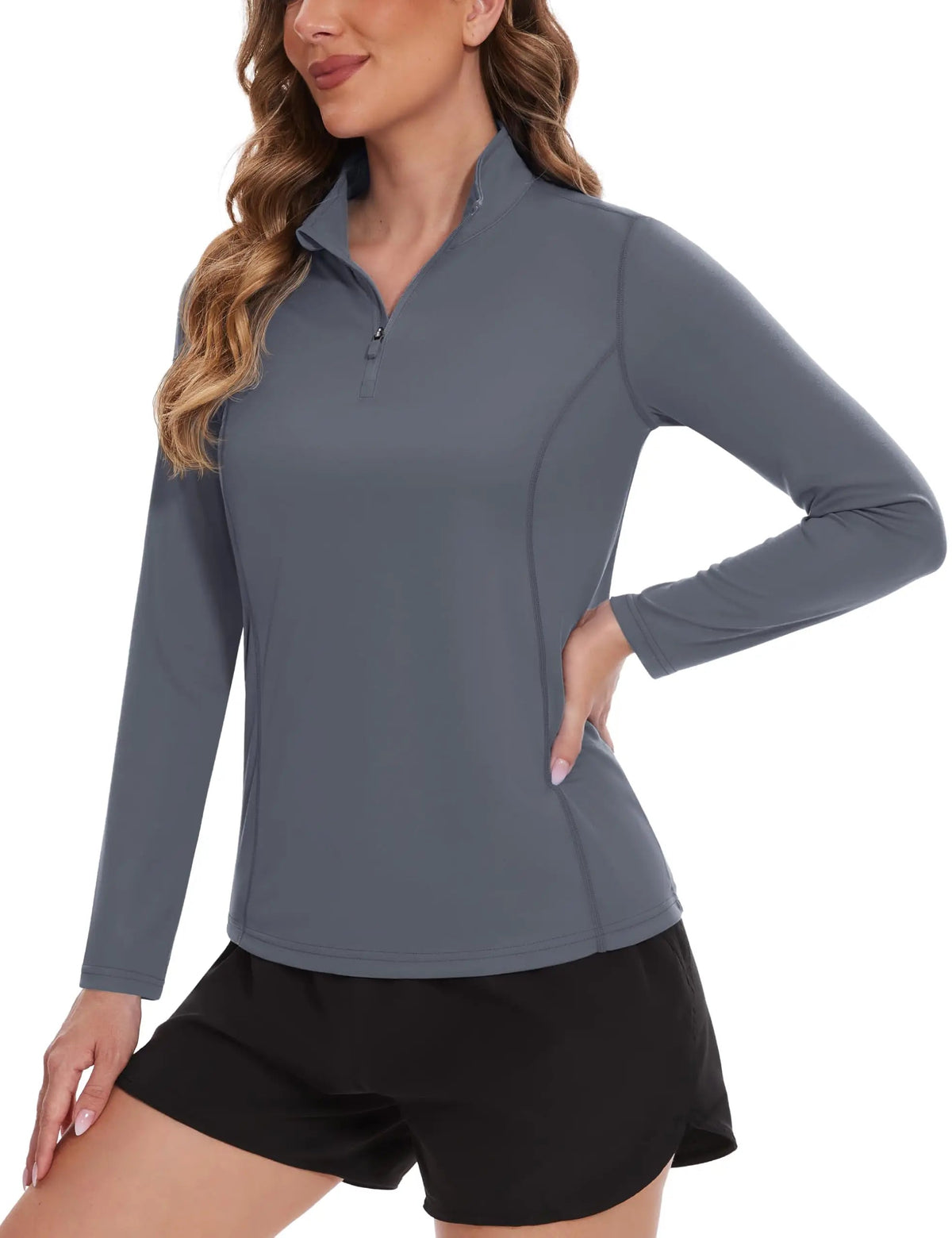 Women's UPF 50+ quick dry long sleeve sun protection T-shirt by The Clothing Company Sydney, ideal for running, hiking, and outdoor activities.