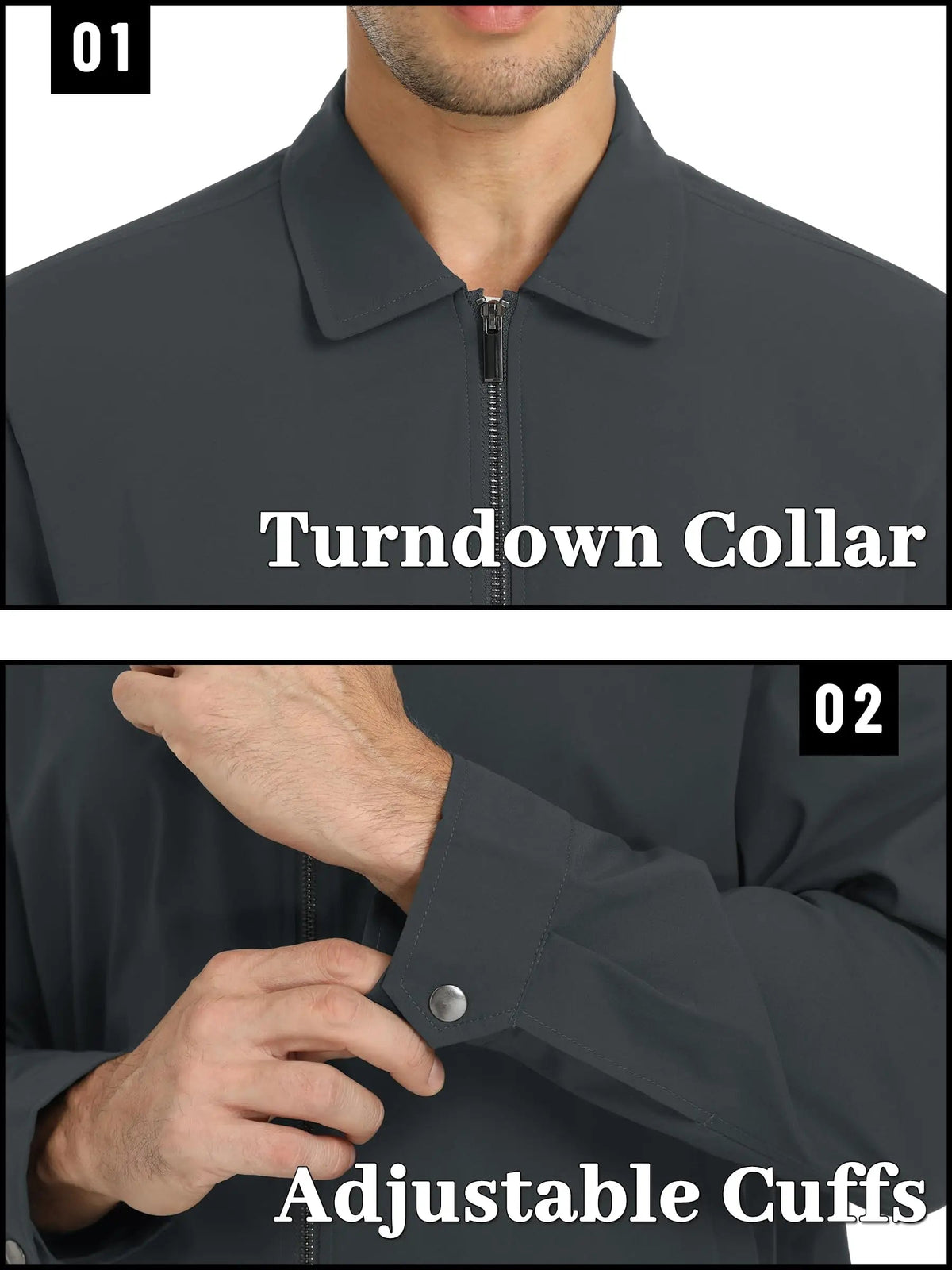 Lightweight Work Jackets Mens Fashion Tunic Style Zipper Pockets Bomber Jackets Full Zip Spring Fall Outerwear The Clothing Company Sydney