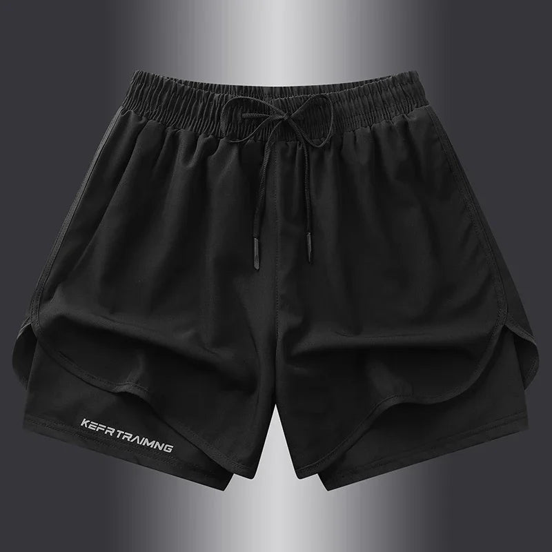 Two-layered gym running shorts by The Clothing Company Sydney, featuring breathable fabric and athletic fit for fitness activities.