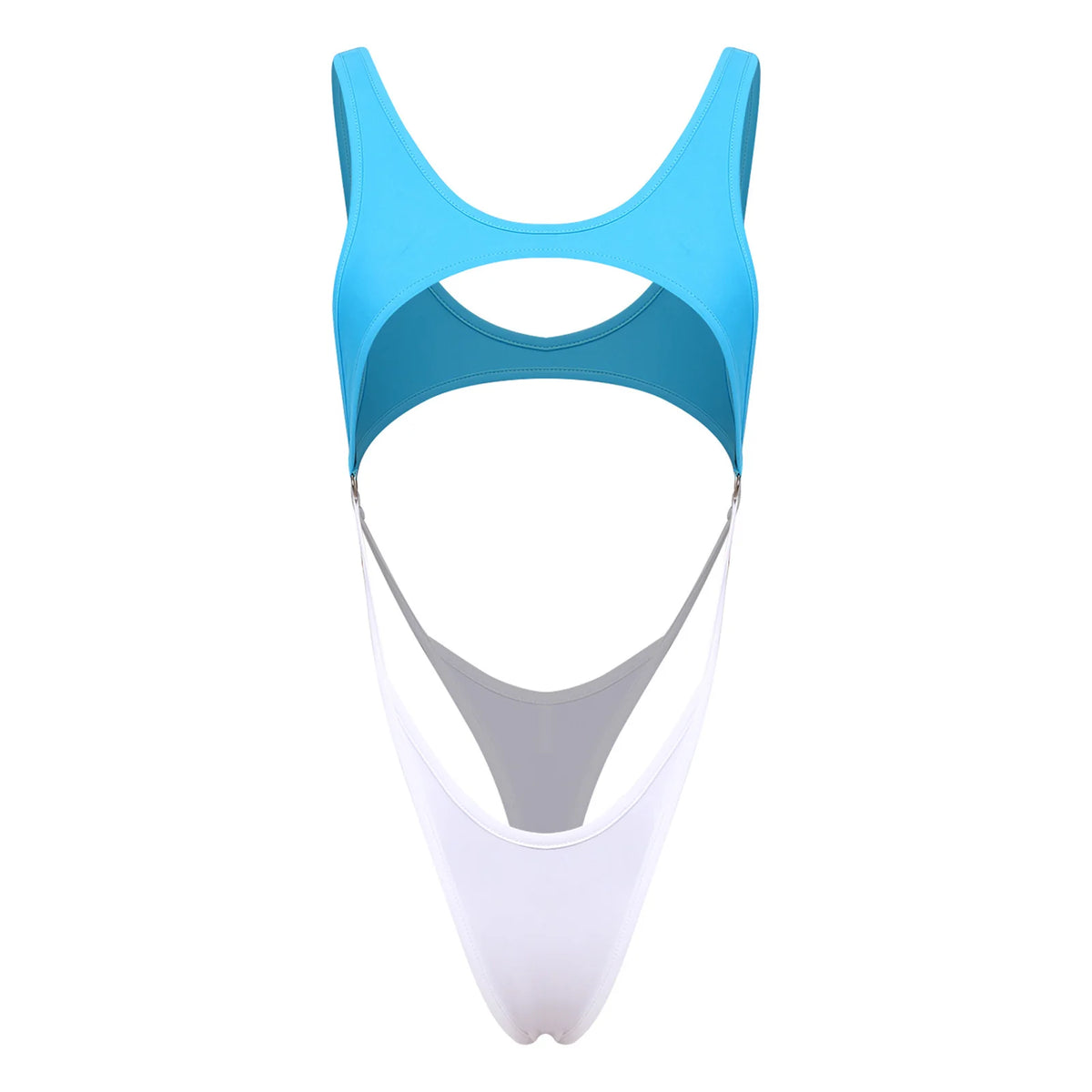 Women's one-piece micro bikini swimsuit by The Clothing Company Sydney, sleeveless beachwear bodysuit for swimming and sunbathing.