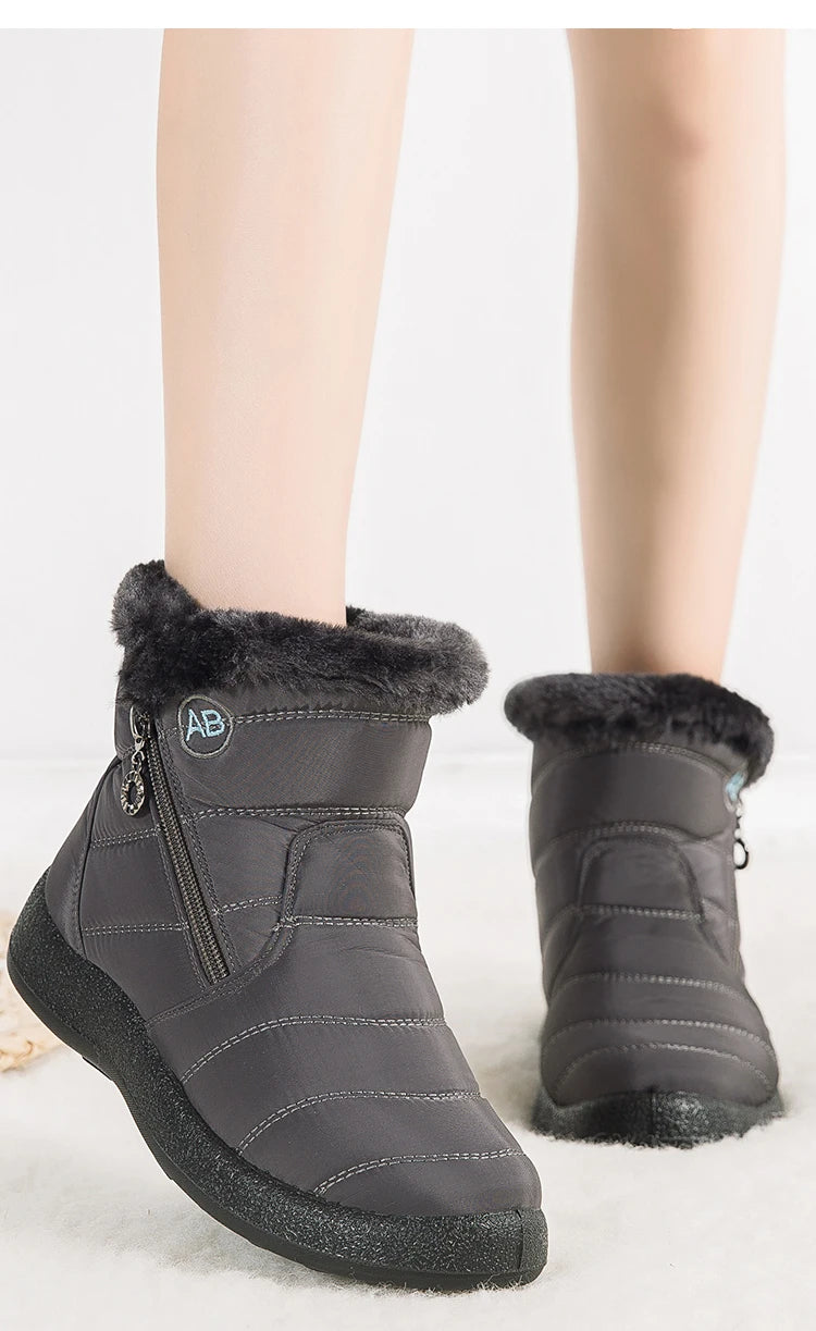 Women’s winter snow boots by The Clothing Company Sydney with warm fur lining and ankle-height design for cold weather comfort.