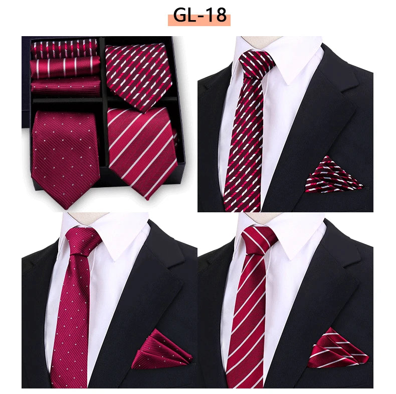 Luxury men's tie set with paisley and striped necktie, handkerchief, and accessories in a gift box by The Clothing Company Sydney