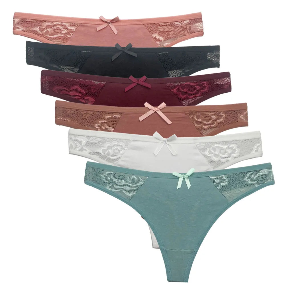 Five-piece set of cotton mix G-String panties for women, featuring comfortable thong underwear from The Clothing Company Sydney.