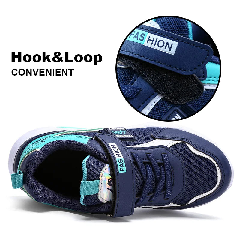 Kids’ breathable summer sneakers by The Clothing Company Sydney featuring mesh uppers, hook and loop straps, ideal for active boys and girls.