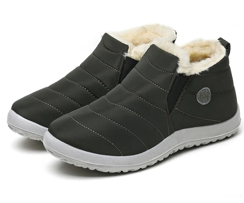 Men's winter ankle boots by The Clothing Company Sydney, slip-on waterproof snow shoes with fur lining and rugged sole.