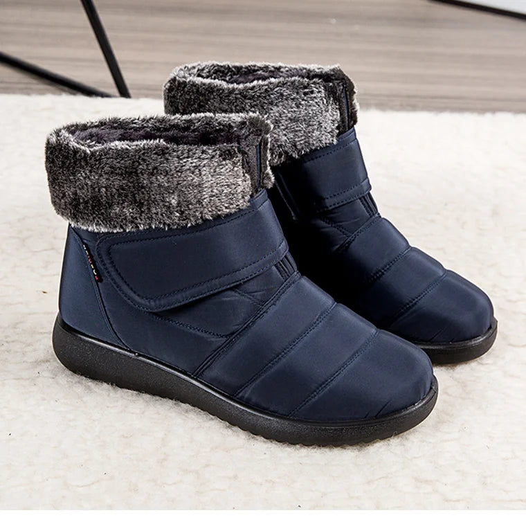 Women's fur-lined waterproof ankle boots by The Clothing Company Sydney, featuring plush insoles and durable rubber soles for winter warmth.