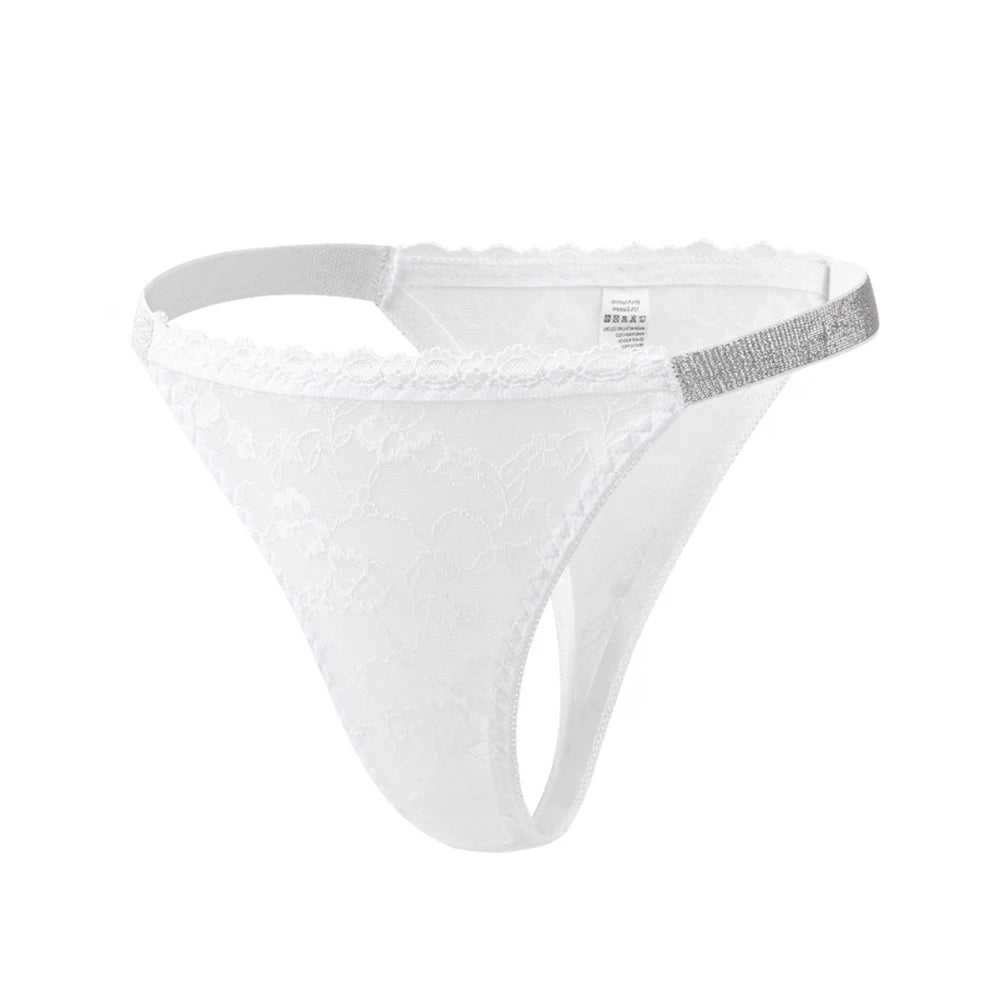 Women's lace G-string thong panties in breathable, comfortable stretch fabric, elegant plus size lingerie
