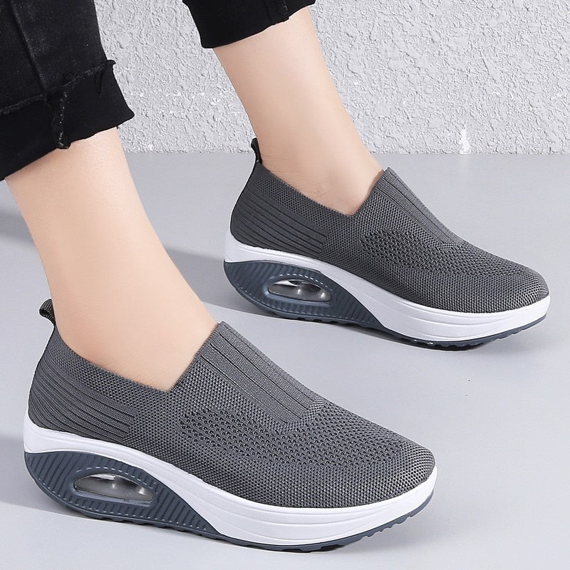 Women's casual summer sneakers by The Clothing Company Sydney featuring platform soles, solid color, breathable design, and comfortable fit.