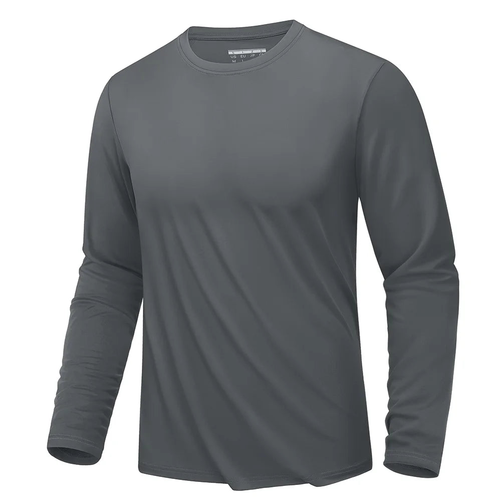 Men's UPF 80+ sun protection quick dry long sleeve athletic T-shirt by The Clothing Company Sydney, performance sports rash guard