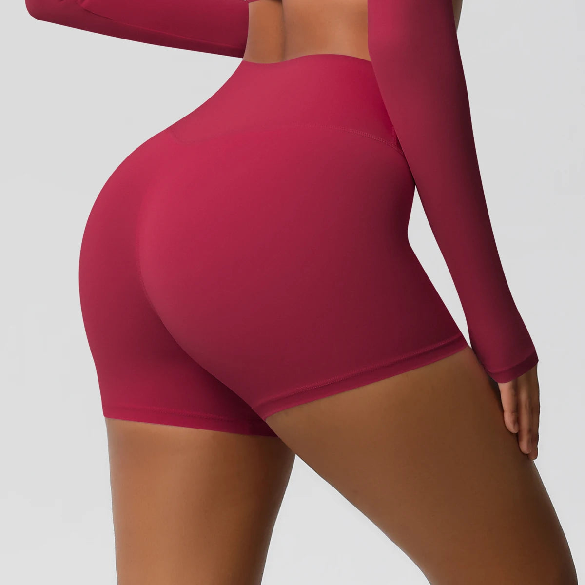 Women’s high-waist yoga shorts by The Clothing Company Sydney, fitness leggings with push-up design and athletic fit.