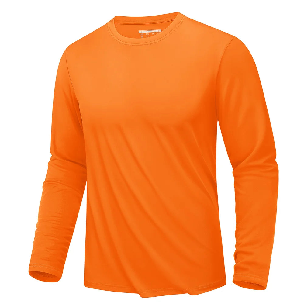 Men's quick-dry UPF 80+ sun protection T-shirt from The Clothing Company Sydney, long sleeve athletic rash guard for sports and outdoor activities.
