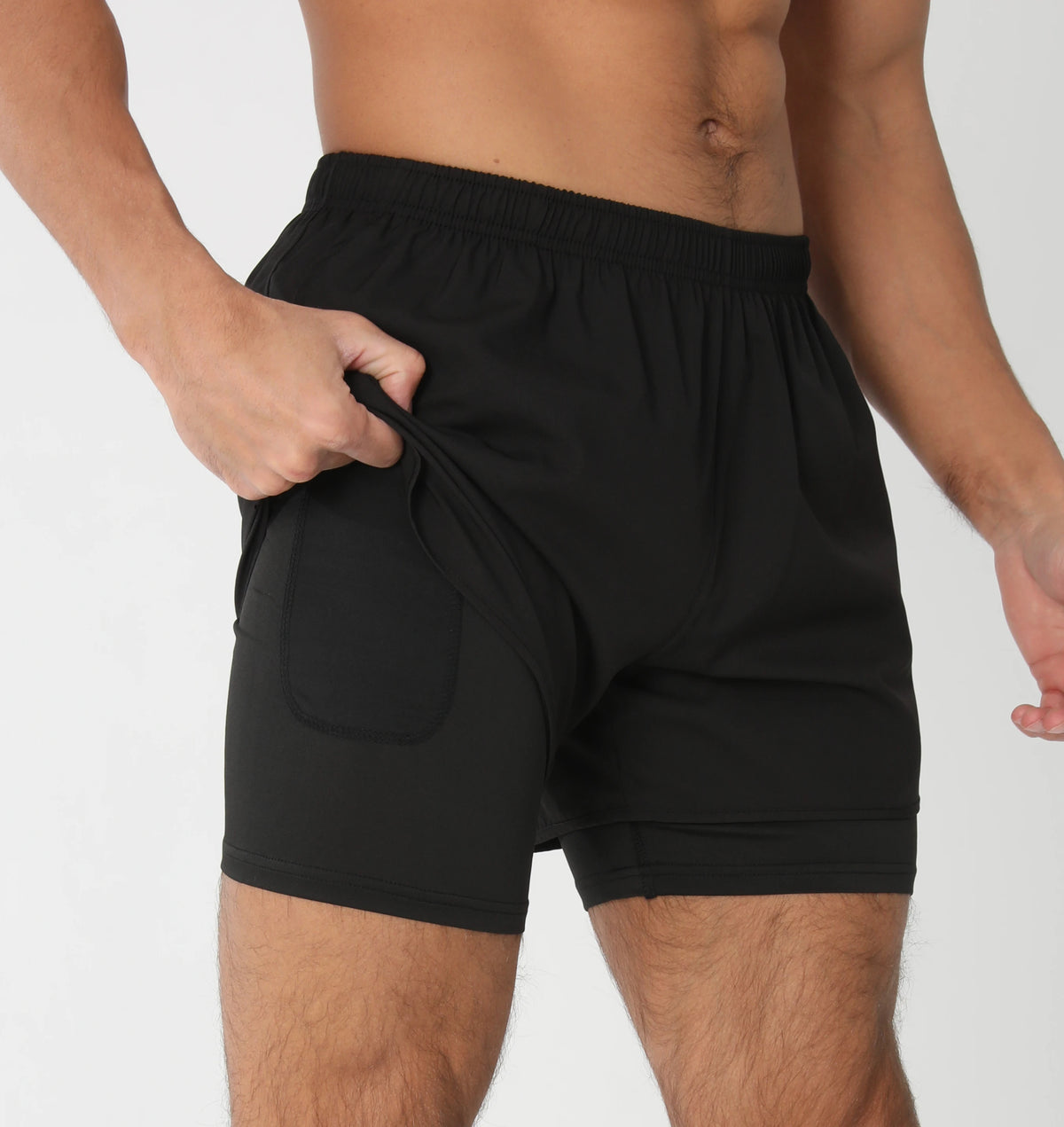 Men's lightweight athletic gym running shorts with breathable fabric, liner pockets, towel loop, and quick-dry design by The Clothing Company Sydney