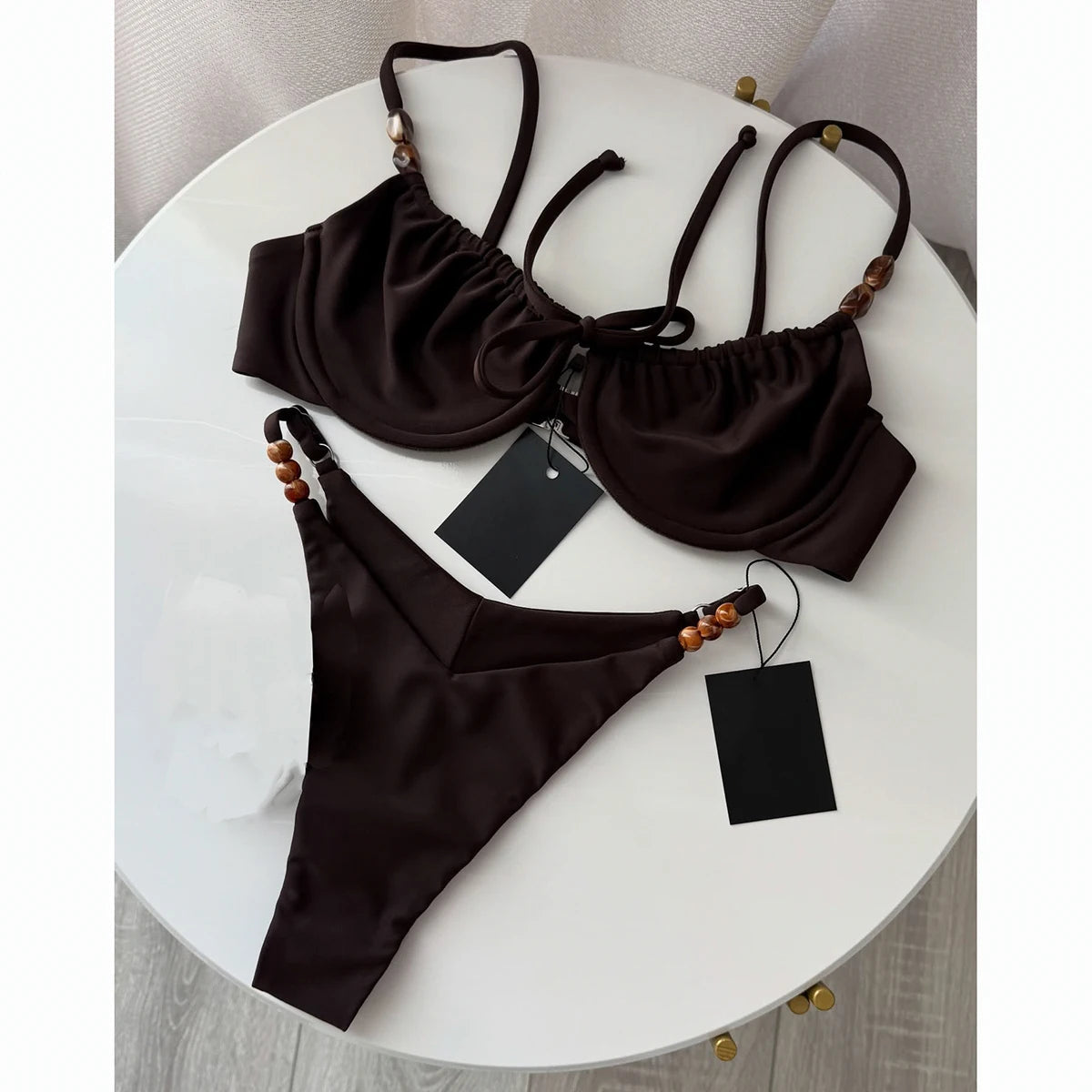 2 Piece Push Up Swimsuit Swimwear Bikini Set Beads Biquini Bathing Suit Dot Swimming Suit Beachwear The Clothing Company Sydney