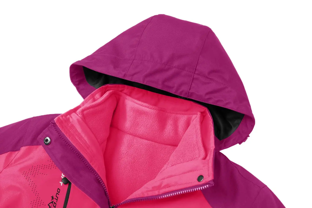Women's 3-in-1 winter fleece waterproof ski snowboard jacket by The Clothing Company Sydney, weather-resistant outdoor windbreaker parka