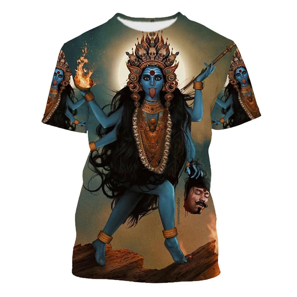 Hindu God Goddess Fun Graphic T-shirt Fashion Men's And Women's Crew Neck Short Sleeve Top Trend Street Wear - The Clothing Company Sydney