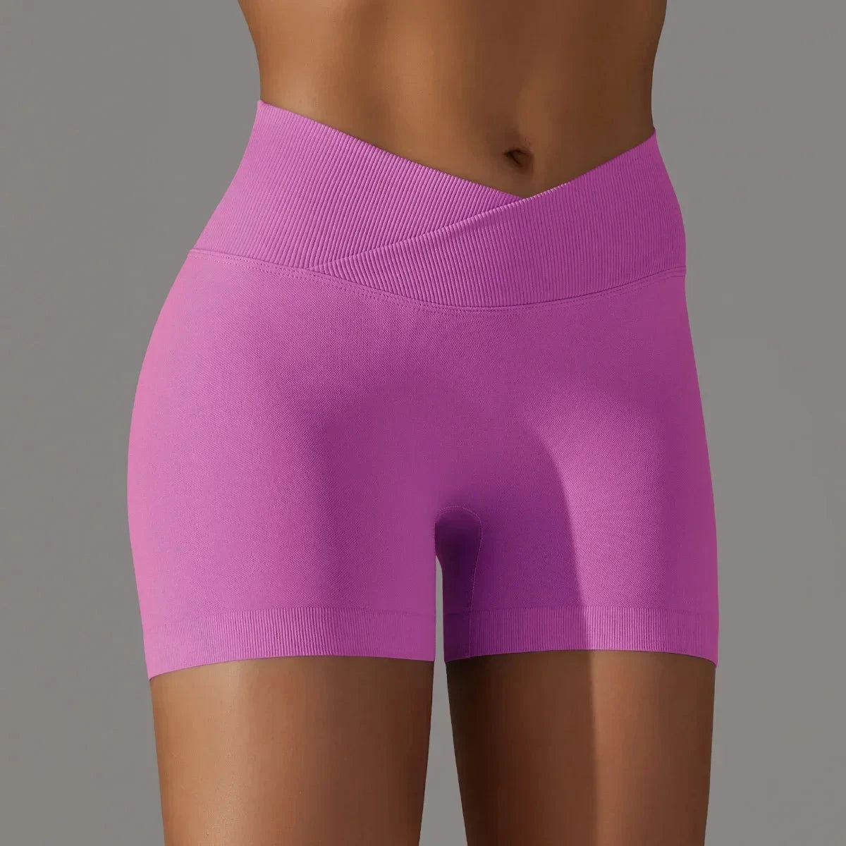 Women’s high waist fitness yoga leggings by The Clothing Company Sydney, seamless gym shorts with scrunch butt detail and push-up design.