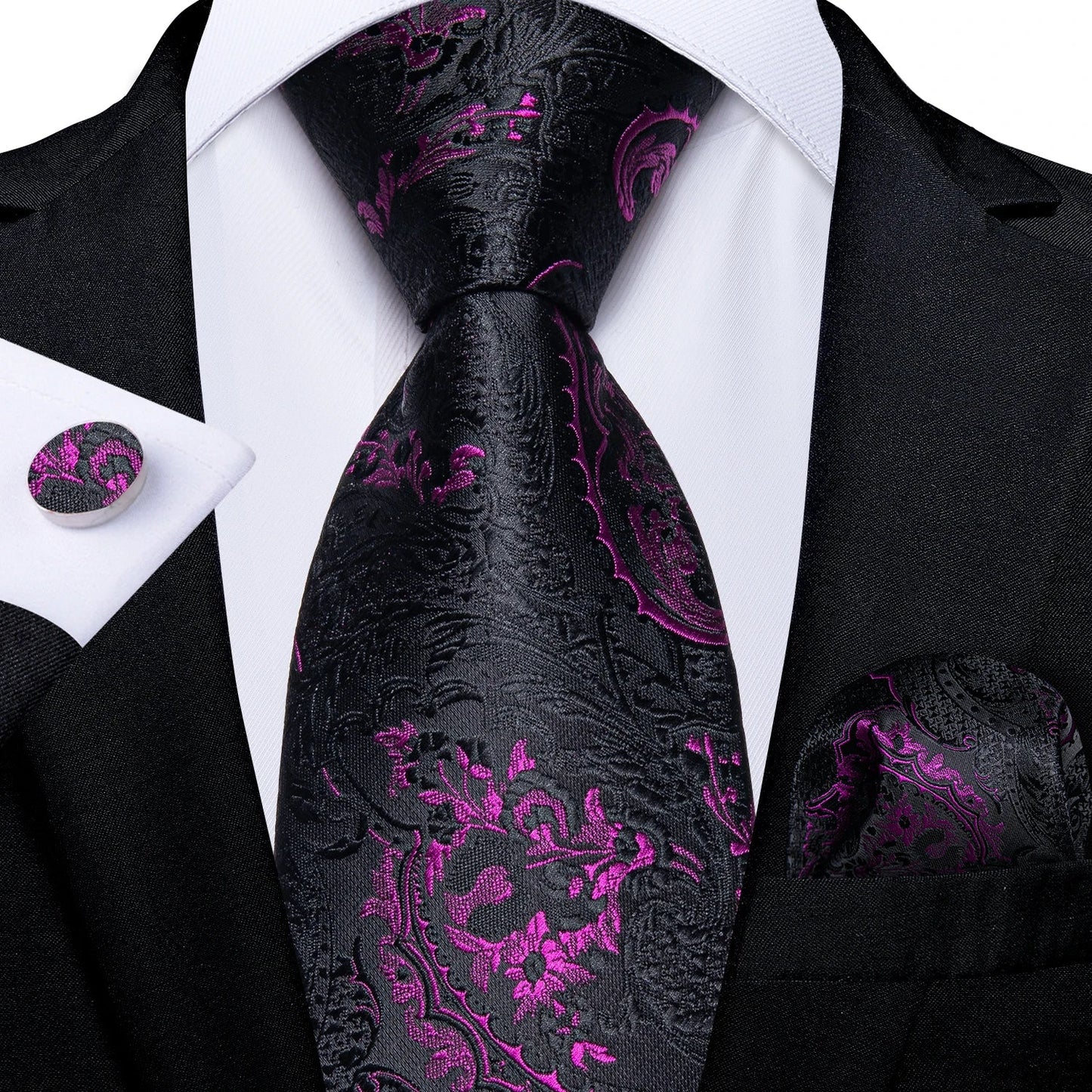 Luxury Purple Paisley Silk Tie Set for Men – 8cm Gift Set The Clothing Company Sydney