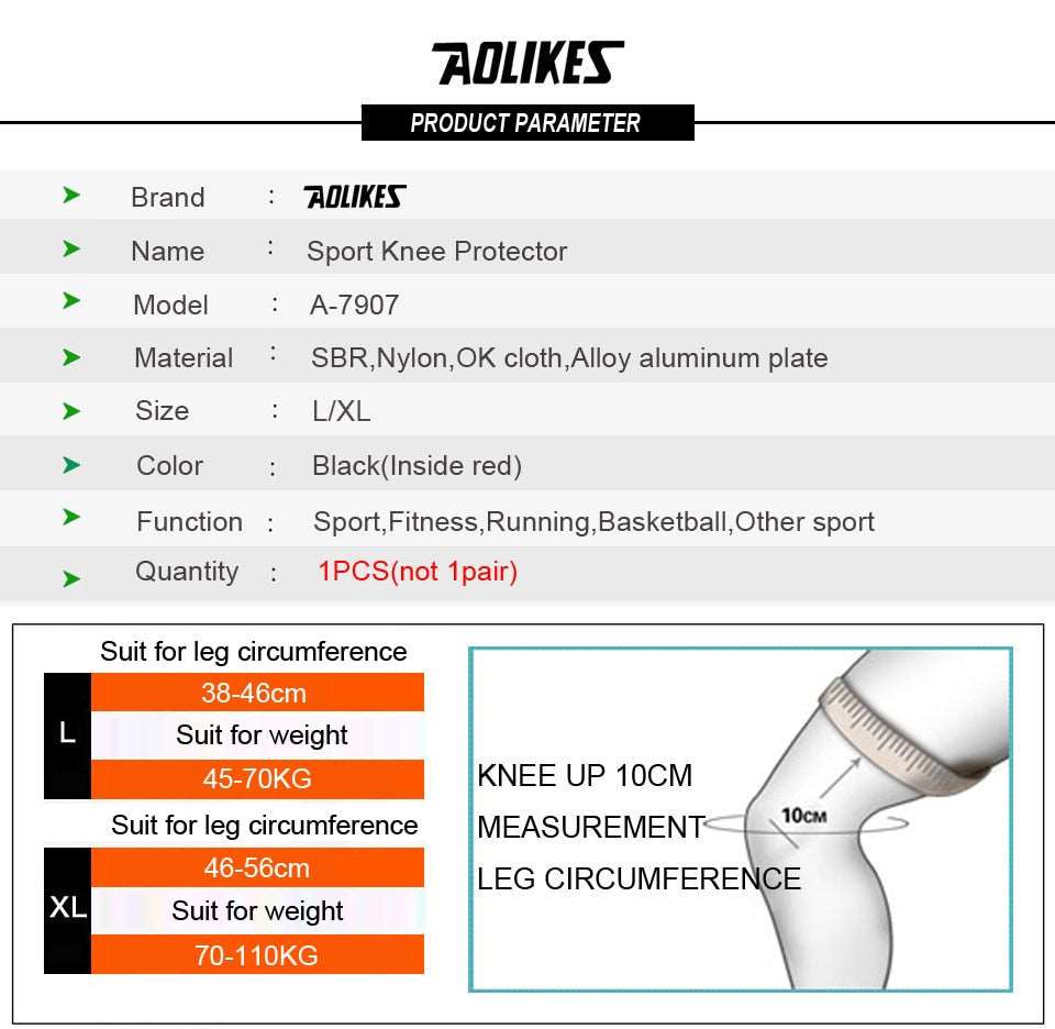 Hiking and cycling knee support protector with removable aluminum plate, four straps, and adjustable fit for mountaineering and knee joint support.