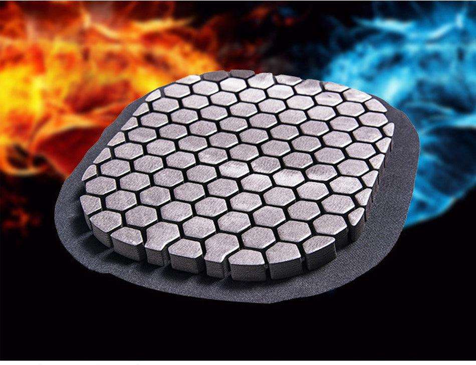 Black basketball knee pad with honeycomb foam support, compression sleeve, and adjustable straps for sports protection and fitness.