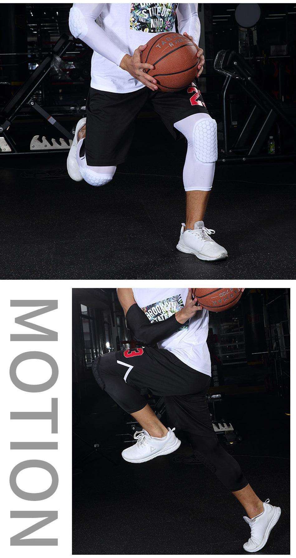 The Clothing Company Sydney basketball knee pad protector with honeycomb foam compression sleeve for sports support and knee protection.