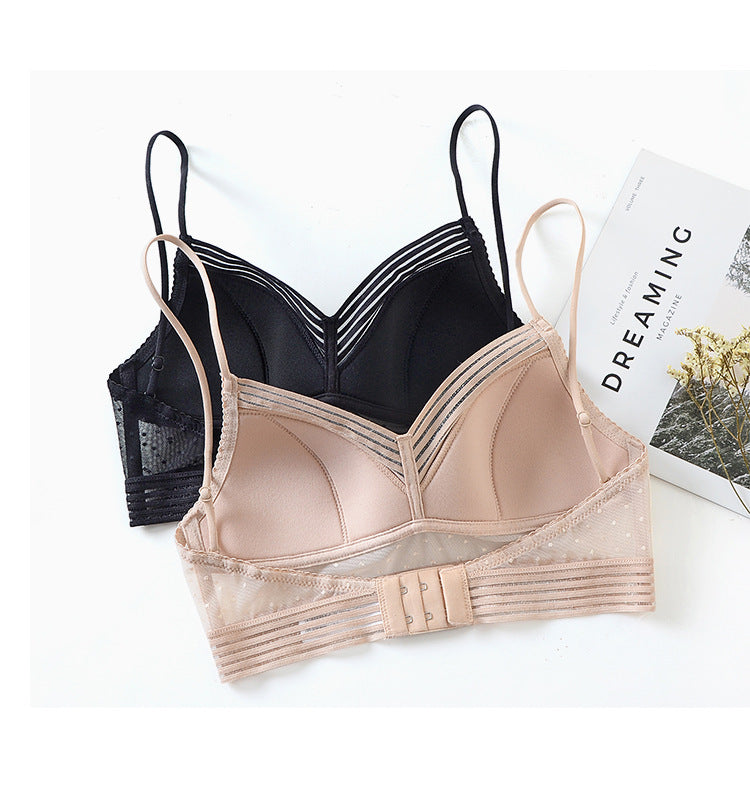 Plus size seamless lace mesh bralette by The Clothing Company Sydney, wireless, backless, U-back design, comfortable lingerie top.