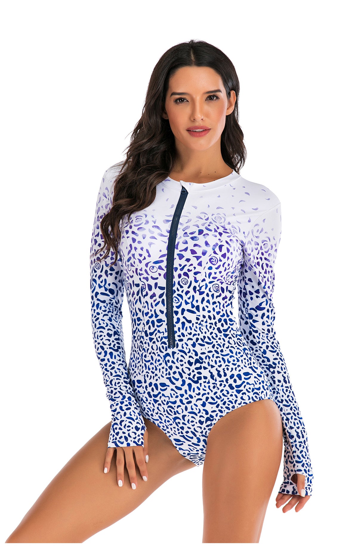 One-piece rashguard swimsuit by The Clothing Company Sydney featuring a sleek surf and beach-ready design for swimming and surfing.