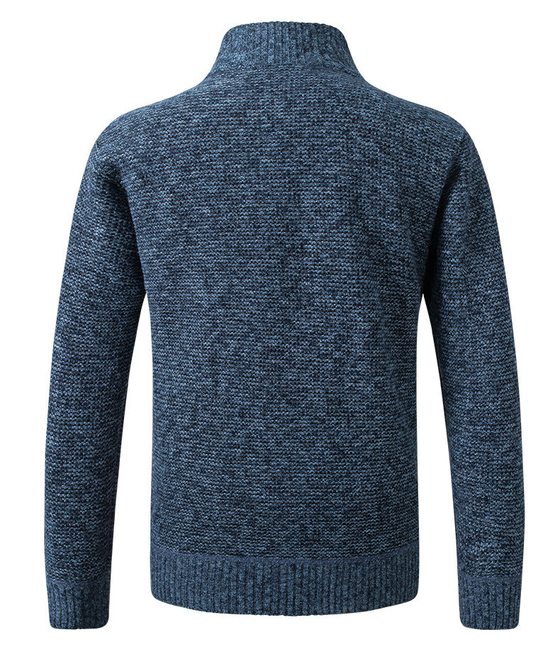Slim fit men's autumn winter jacket with stand collar, zipper closure, solid design, and thick warm material by The Clothing Company Sydney.