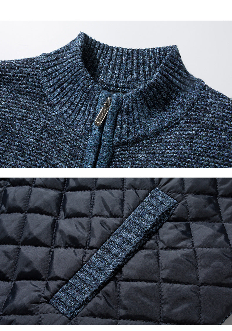 Slim fit men's autumn winter jacket with stand collar, zipper closure, solid color, thick warm material, by The Clothing Company Sydney