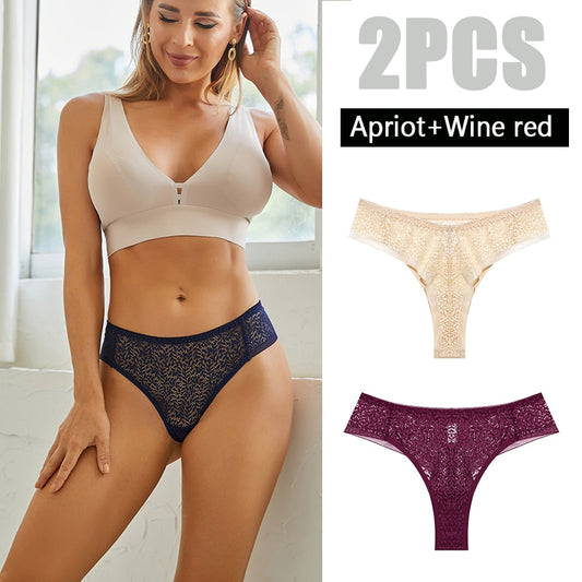 2 Pack Panties Lace Thongs Underwear Intimates Lingerie Low Waist T-Back Floral Hollow Out Ladies G-strings The Clothing Company Sydney