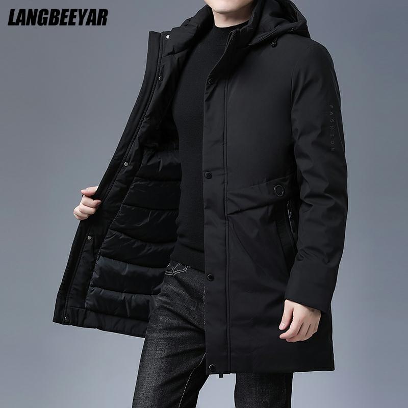 Men's padded casual winter parka with hood, thick warm coat by The Clothing Company Sydney, featuring a stylish windbreaker design.