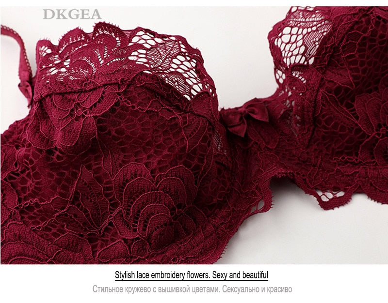 Gray lace embroidery plus size hollow underwire bra set for C and D cups from The Clothing Company Sydney, featuring transparent lace lingerie.