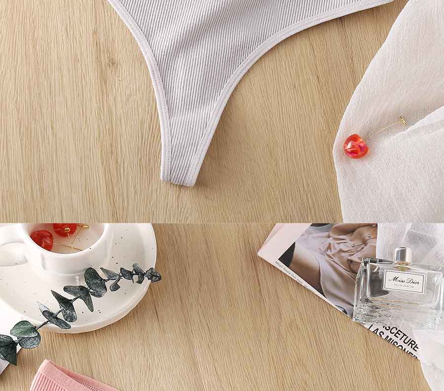 Cotton fruit embroidery G-string panties from The Clothing Company Sydney featuring a T-back thong lingerie design.