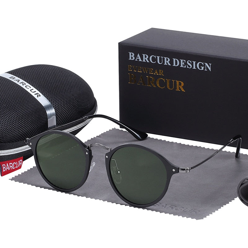 Vintage aluminum magnesium round sunglasses by The Clothing Company Sydney, polarized sun glasses for men and women with retro style.