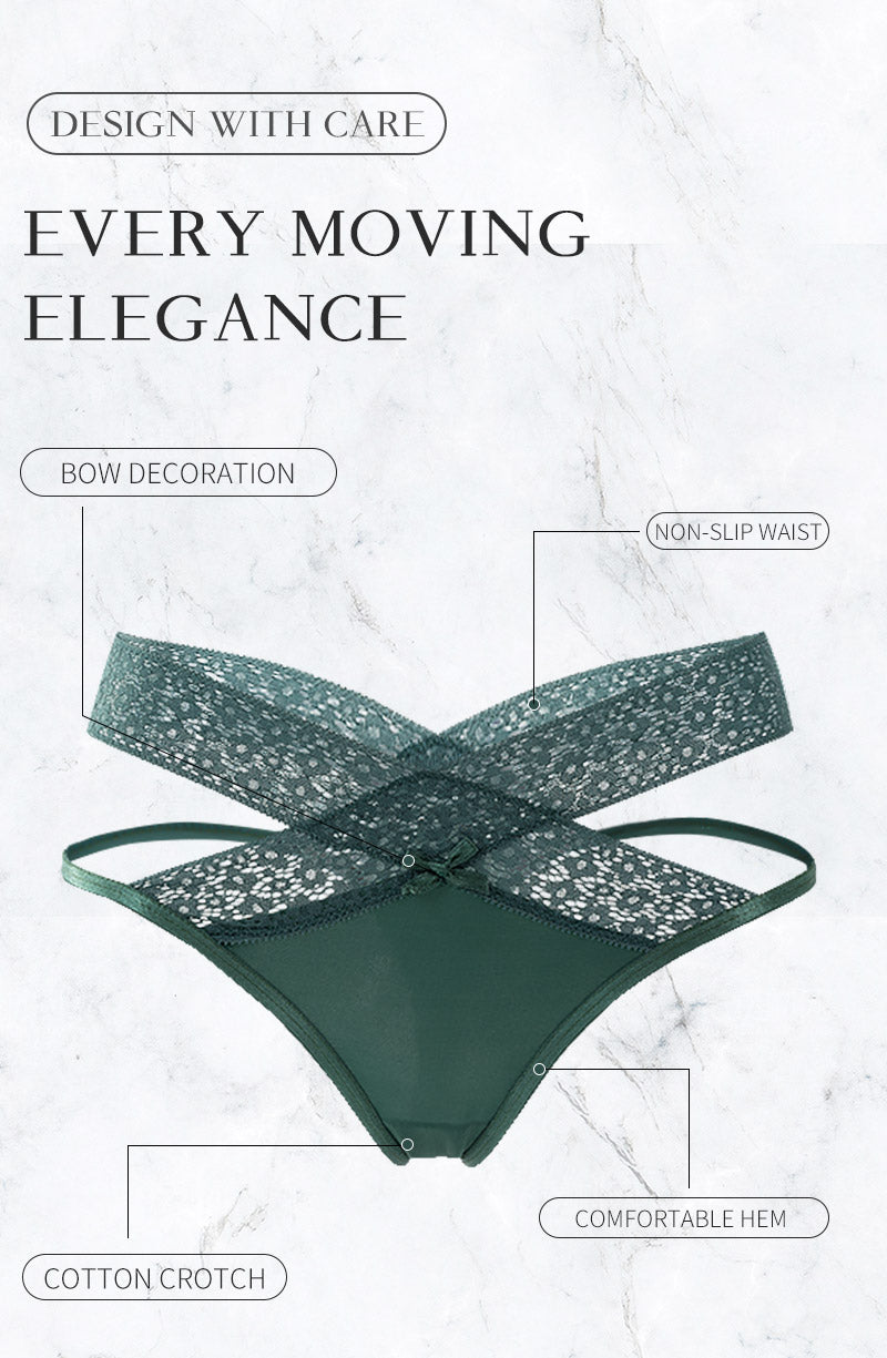 Seamless lace bandage G-string thong from The Clothing Company Sydney, featuring low-rise design and transparent hollow lingerie style.